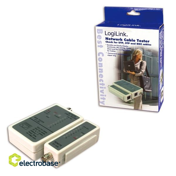 Logilink | Cable tester for RJ45 and BNC with remote unit image 1