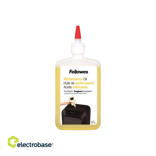 Fellowes | Shredder Oil 355 ml | For use with all Fellowes cross-cut and micro-cut shredders. Oil shredder each time wastebasket is emptied or a minimum of twice a month. Plastic squeeze bottle with extended nozzle ensures complete coverage image 2