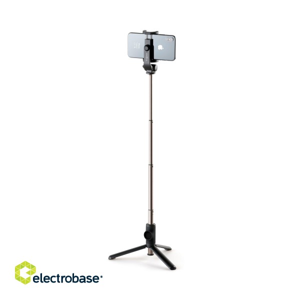 Fixed | Selfie stick With Tripod Snap Lite | No | Yes | Black | 56 cm | Aluminum alloy | Fits: Phones from 50 to 90 mm width; Bluetooth trigger range: 10 m; Selfie stick load capacity: 1000 g; Removable Bluetooth remote trigger with replace фото 1