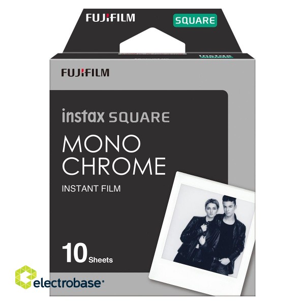 Fujifilm | Instax Square Monochrome (10pl) Instant Film | 86 x 72 mm | Image area: 62 × 62 mm | Quantity 10 image 1