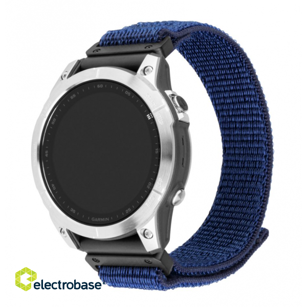 Fixed | Sporty Strap for Garmin QuickFit 22mm | 160-210 mm | Dark blue | Nylon фото 2