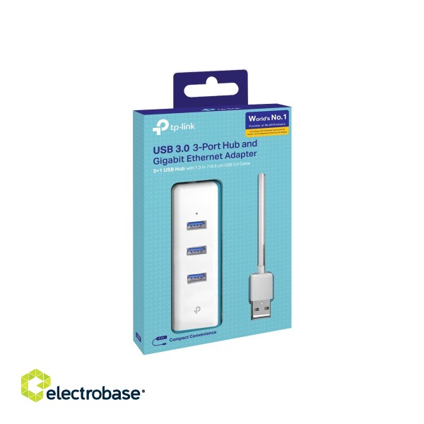 TP-LINK | USB 3.0 3-Port Hub & Gigabit Ethernet Adapter 2 in 1 USB Adapter | UE330 paveikslėlis 7
