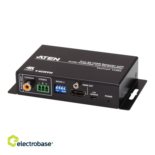 Aten | True 4K HDMI Repeater with Audio Embedder and De-Embedder | VC882 image 1