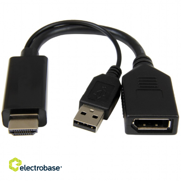 Cablexpert | Black | DisplayPort Female | HDMI Male (Type A) | Active 4K HDMI to DisplayPort Adapter | A-HDMIM-DPF-01 | 0.1 m image 1