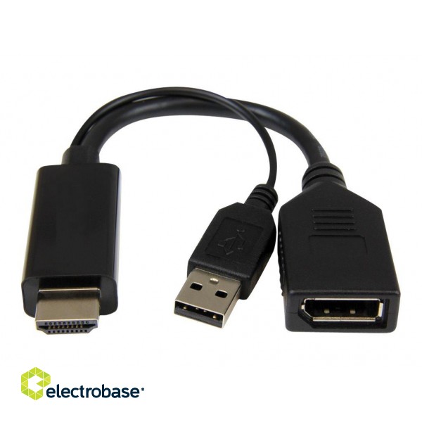 Cablexpert | Black | DisplayPort Female | HDMI Male (Type A) | Active 4K HDMI to DisplayPort Adapter | A-HDMIM-DPF-01 | 0.1 m image 3
