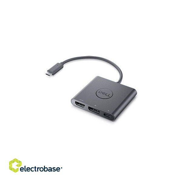 Dell | Adapter | USB-C to HDMI/DP with Power Pass-Through | Black | USB-C Male | HDMI Female; USB Female; USB-C (power only) Female | 0.18 m paveikslėlis 1