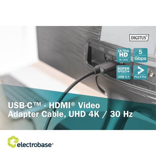Digitus | USB Type-C to HDMI Adapter | DA-70821 | 1.8 m | Black | USB Type-C image 7