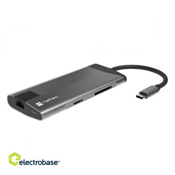 Natec | USB-C Multiport Adapter | NMP-1690 | Grey | USB Type-C | 0.15 m paveikslėlis 4