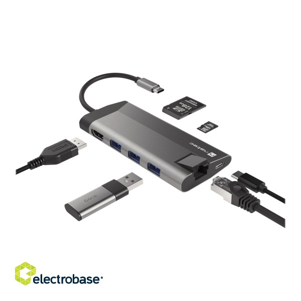 Natec | USB-C Multiport Adapter | NMP-1690 | Grey | USB Type-C | 0.15 m paveikslėlis 2