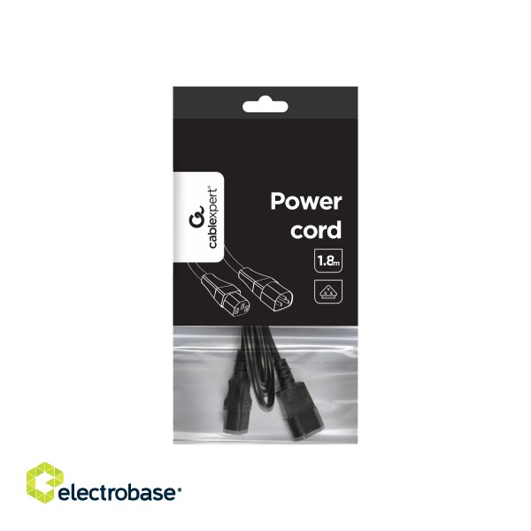 Cablexpert | PC-189-VDE power extension cable 1.8 meter | Black C14 coupler | C14 coupler image 6