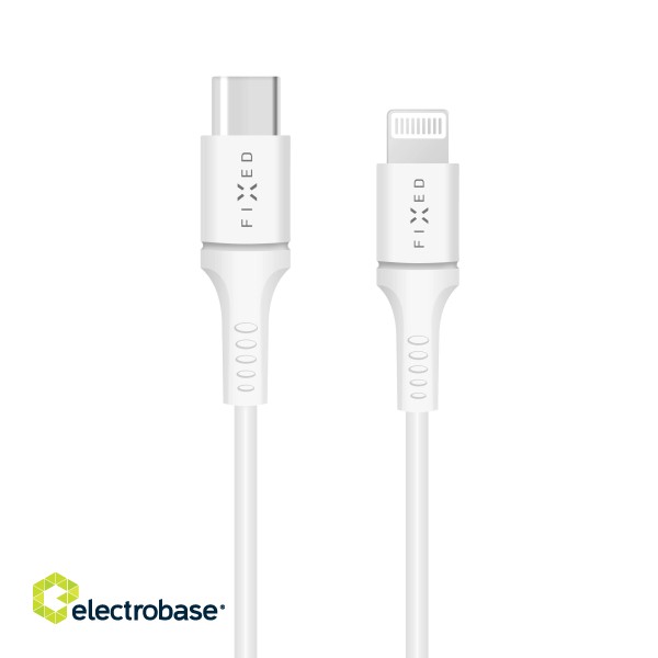 Fixed | Data And Charging Cable With USB/lightning Connectors and PD support | White image 1