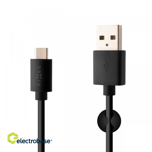 Fixed | Data And Charging Cable With USB/USB-C Connectors | Black paveikslėlis 1
