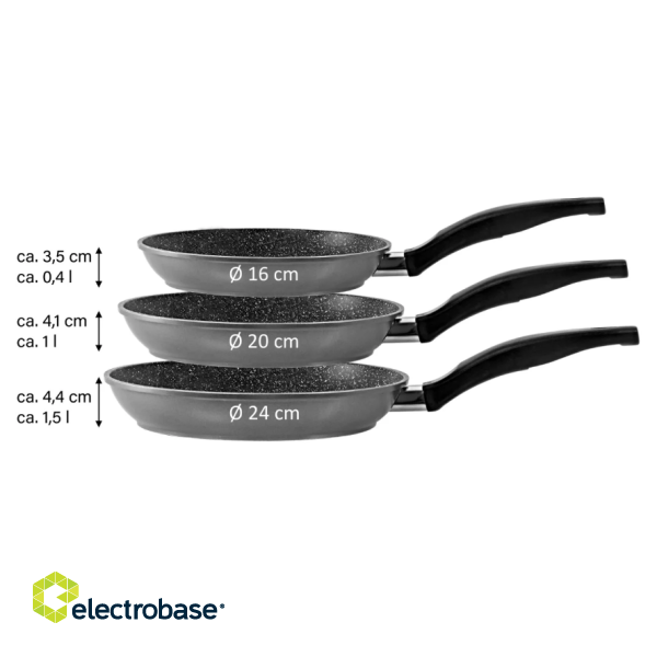 Stoneline | Pan set of 3 | 6882 | Frying | Diameter 16/20/24 cm | Suitable for induction hob | Fixed handle | Grey image 4