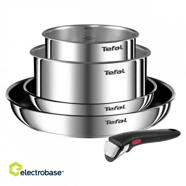 TEFAL | Stainless steel | Diameter 16/20/22/28 cm | Removable handle | Ingenio Emotion 5-piece Set | L897S574 | Suitable for induction hob | Frying image 1