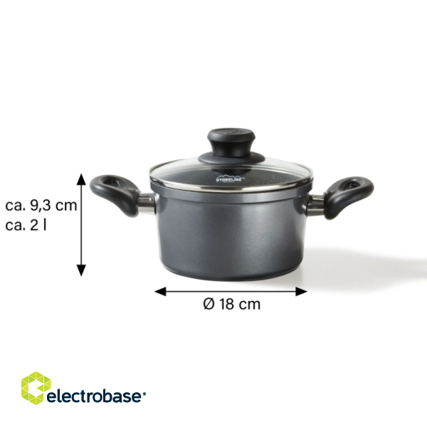 Stoneline | Cooking pot | 6741 | 2 L | 18 cm | die-cast aluminium | Grey | Lid included image 5