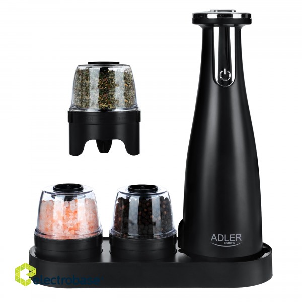 Adler | Electric Salt and pepper grinder | AD 4449b | Grinder | 7 W | Housing material ABS plastic | Lithium | Mills with ceramic querns; Charging light; Auto power off after: 3 minutes; Fully charged for 120 minutes of continuous use; Char paveikslėlis 2