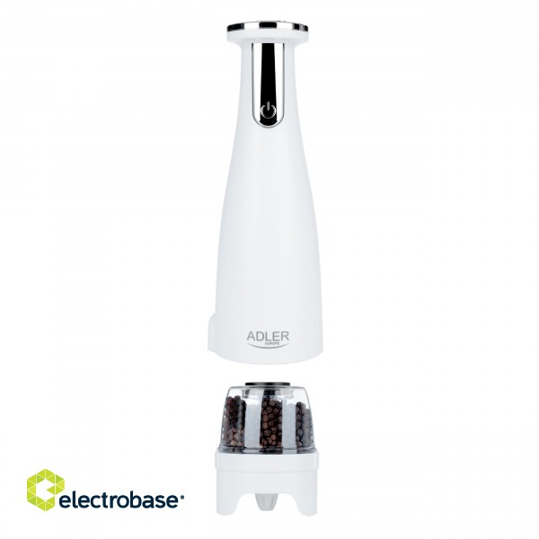 Adler | Electric Salt and pepper grinder | AD 4449w | Grinder | 7 W | Housing material ABS plastic | Lithium | Mills with ceramic querns; Charging light; Auto power off after: 3 minutes; Fully charged for 120 minutes of continuous use; Char image 4