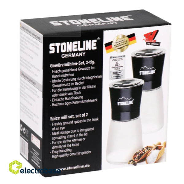 Stoneline | Salt and pepper mill set | 21653 | Mill | Housing material Glass/Stainless steel/Ceramic/PS | The high-quality ceramic grinder is continuously variable and can be adjusted to various grinding degrees. Spices can be ground anywhe image 3