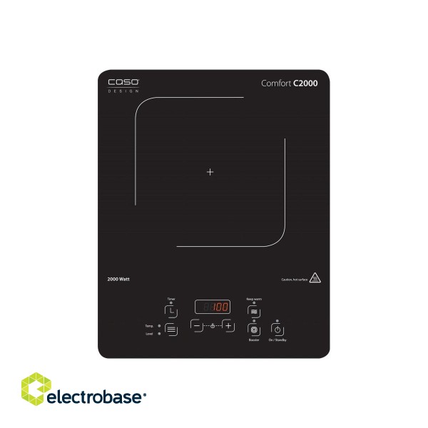 Caso | Free standing table hob | Comfort C2000 | Number of burners/cooking zones 1 | Sensor | Black | Induction фото 2