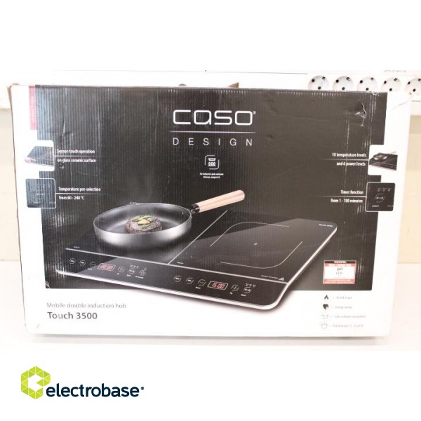 SALE OUT.  Caso Hob Touch 3500 Induction Number of burners/cooking zones 2 Touch control Timer Black Display DAMAGED PACKAGING image 2
