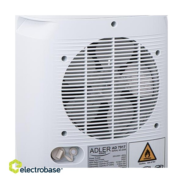 Adler | Air Dehumidifier | AD 7917 | Power 200 W | Suitable for rooms up to 60 m³ | Water tank capacity 2.2 L | White paveikslėlis 4
