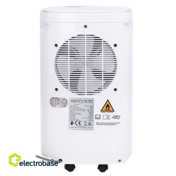 Camry | Air Dehumidifier | CR 7851 | Power 200 W | Suitable for rooms up to 60 m³ | Suitable for rooms up to  m² | Water tank capacity 2.2 L | White фото 4