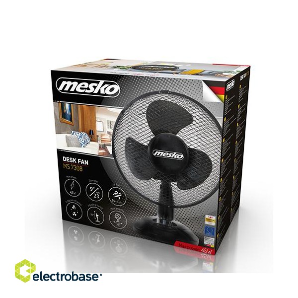 Mesko | Fan | MS 7308 | Table Fan | Black | Diameter 23 cm | Number of speeds 2 | Oscillation | 30 W | No image 6
