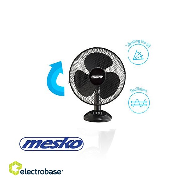Mesko | Fan | MS 7310 | Table Fan | Black | Diameter 40 cm | Number of speeds 3 | Oscillation | 45 W | No image 4