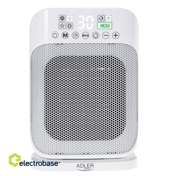 Adler | Heater with Remote Control | AD 7727 | Ceramic | 1500 W | Number of power levels 2 | Suitable for rooms up to 15 m² | White image 2