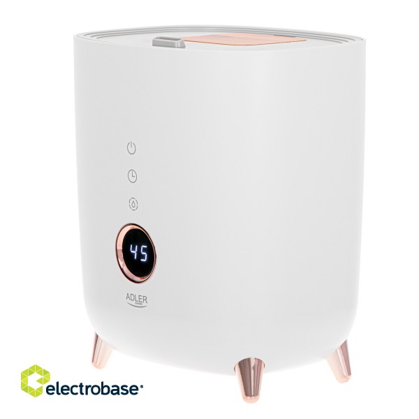 Adler | AD 7972 | Humidifier | 23 W | Water tank capacity 4 L | Suitable for rooms up to 35 m² | Ultrasonic | Humidification capacity 150-300 ml/hr | White paveikslėlis 2