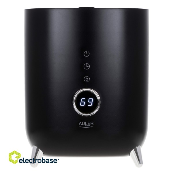 Adler | AD 7972 | Humidifier | 23 W | Water tank capacity 4 L | Suitable for rooms up to 35 m² | Ultrasonic | Humidification capacity 150-300 ml/hr | Black paveikslėlis 1