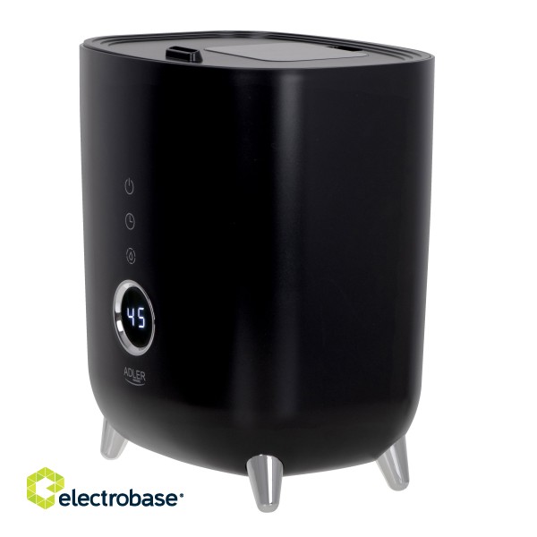 Adler | AD 7972 | Humidifier | 23 W | Water tank capacity 4 L | Suitable for rooms up to 35 m² | Ultrasonic | Humidification capacity 150-300 ml/hr | Black image 2