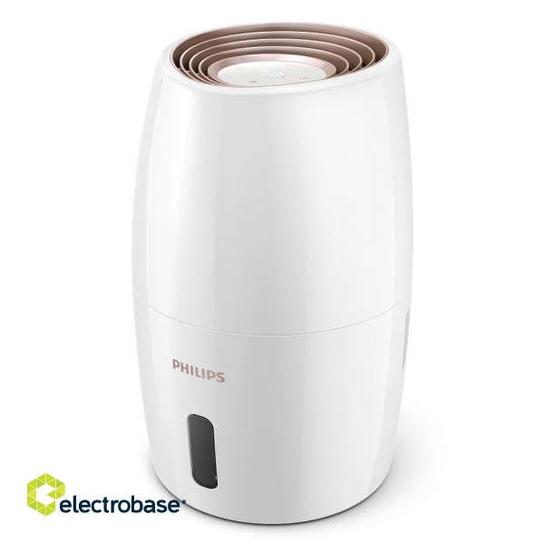 Philips | HU2716/10 | Humidifier | 17 W | Water tank capacity 2 L | Suitable for rooms up to 32 m² | NanoCloud evaporation | Humidification capacity 200 ml/hr | White paveikslėlis 1
