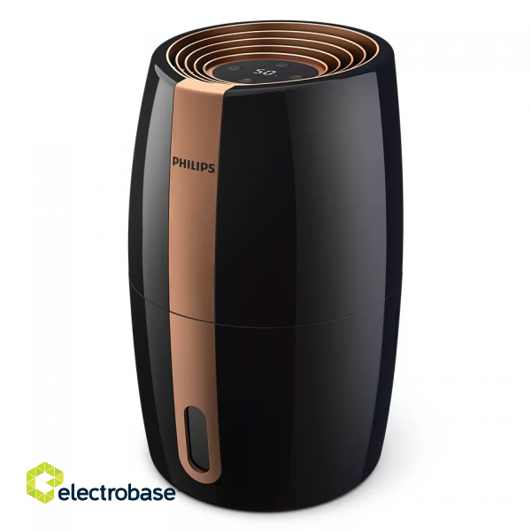 Philips | HU2718/10 | Humidifier | 17 W | Water tank capacity 2 L | Suitable for rooms up to 32 m² | NanoCloud technology | Humidification capacity 200 ml/hr | Black/Copper image 2