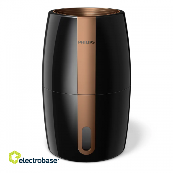 Philips | HU2718/10 | Humidifier | 17 W | Water tank capacity 2 L | Suitable for rooms up to 32 m² | NanoCloud technology | Humidification capacity 200 ml/hr | Black/Copper image 3