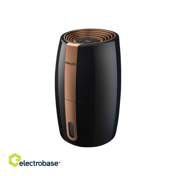 Philips | HU2718/10 | Humidifier | 17 W | Water tank capacity 2 L | Suitable for rooms up to 32 m² | NanoCloud technology | Humidification capacity 200 ml/hr | Black/Copper image 1