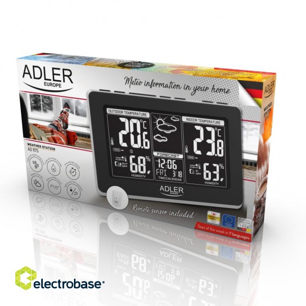 Adler | Weather station | AD 1175 | Black | White Digital Display фото 6