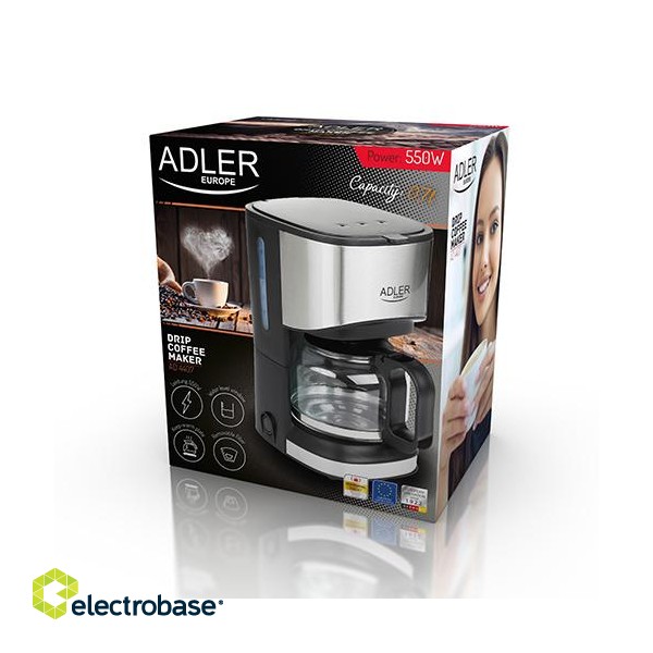 Adler | Coffee maker | AD 4407 | Drip | 550 W | Black paveikslėlis 3