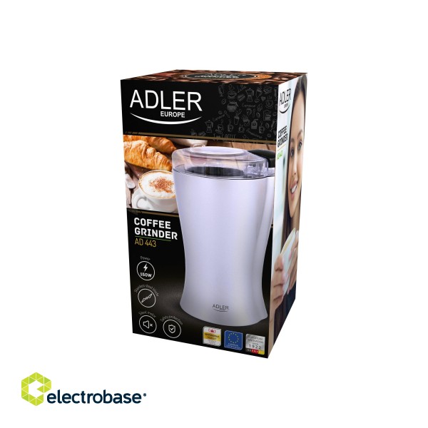 Coffee Grinder Adler | AD 443 | 150 W | Coffee beans capacity 70 g | Number of cups 8 pc(s) | Stainless steel image 6