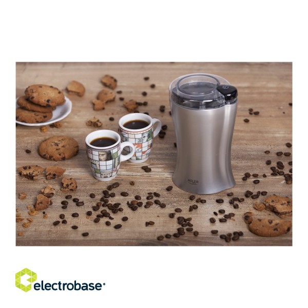 Coffee Grinder Adler | AD 443 | 150 W | Coffee beans capacity 70 g | Number of cups 8 pc(s) | Stainless steel paveikslėlis 8