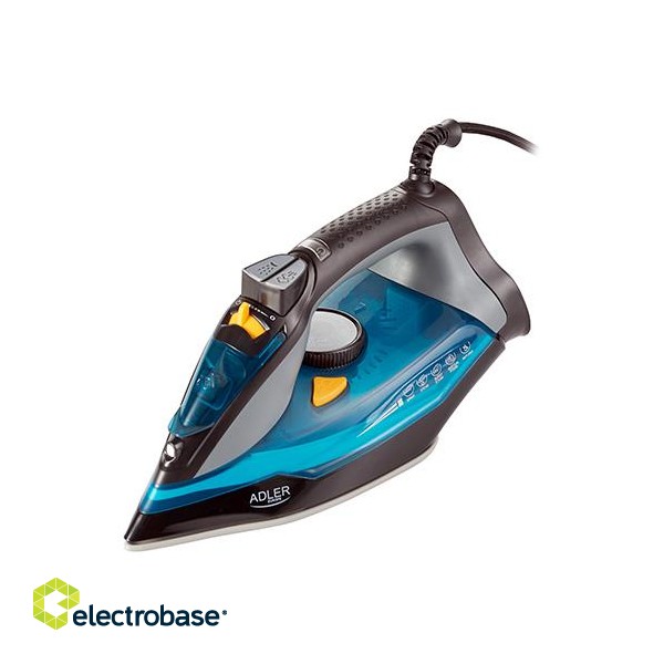 Adler | Iron | AD 5032 | Steam Iron | 3000 W | Water tank capacity 350 ml | Continuous steam 45 g/min | Steam boost performance 80 g/min | Blue/Grey фото 1