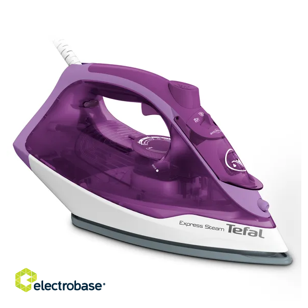 TEFAL FV2836E0 | Steam Iron | 2400 W | Water tank capacity 270 ml | Continuous steam 35 g/min | Steam boost performance 165 g/min | Purple/White paveikslėlis 1