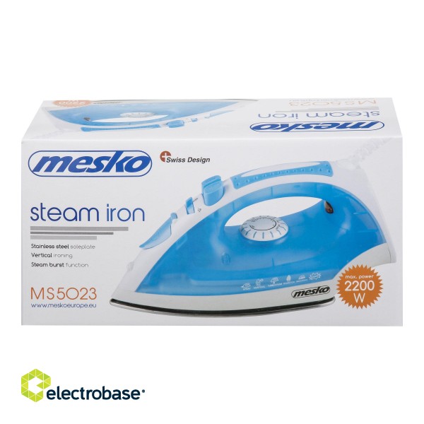 Iron | Mesko | MS 5023 | With cord | 2200 W | Blue/White image 8