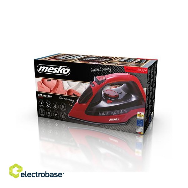 Mesko | Iron | MS 5031 | Steam Iron | 2400 W | Water tank capacity  ml | Continuous steam 40 g/min | Steam boost performance 70 g/min | Red/Black image 5