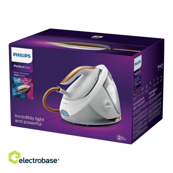 Philips | Iron | PerfectCare 7000 Series PSG7040/10 | 2100 W | 8 bar | Auto power off | Water tank capacity 1800 ml | Calc-clean function | White/Bronze image 9