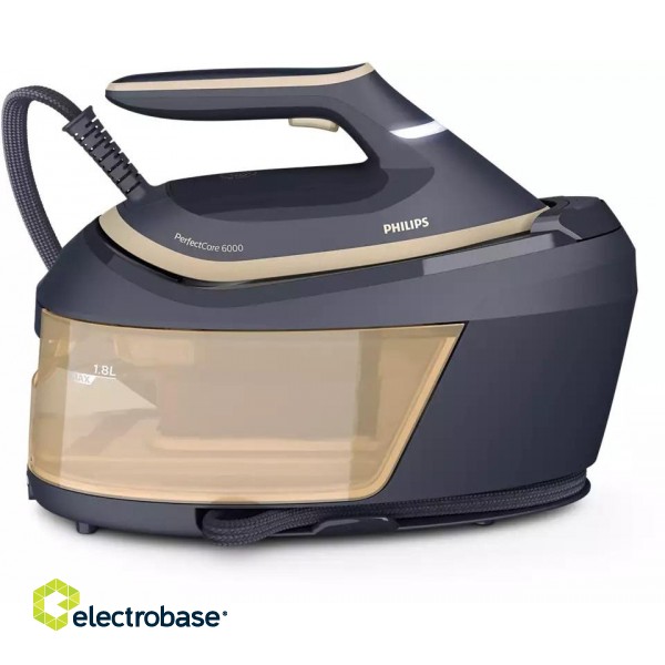Philips | Steam Generator Iron | PSG6066/20 PerfectCare 6000 Series | 2400 W | 1.8 L | 8 bar | Auto power off | Vertical steam function | Calc-clean function | Black/Gold paveikslėlis 2