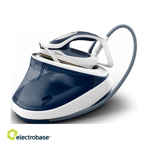 TEFAL | Steam Station Pro Express | GV9712E0 | 3000 W | 1.2 L | 7.7 bar | Auto power off | Vertical steam function | Calc-clean function | White/Blue paveikslėlis 2