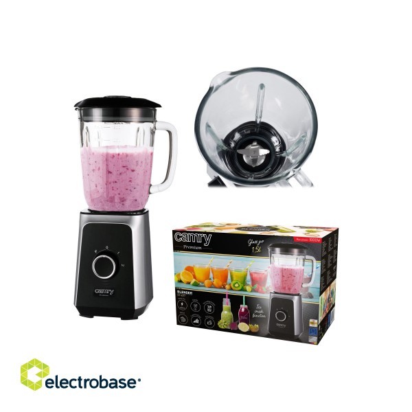 Camry | Blender | CR 4077 | Tabletop | 500 W | Jar material Glass | Jar capacity 1.5 L | Ice crushing | Black/Stainless steel фото 2