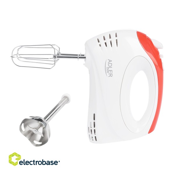 Adler | Mixer | AD 4212 | Hand Mixer | 300 W | Number of speeds 5 | Turbo mode | White фото 2