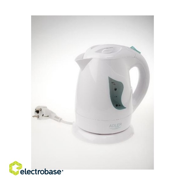 Adler | Kettle | AD 08 | Standard | 850 W | 1 L | Plastic | 360° rotational base | White image 2